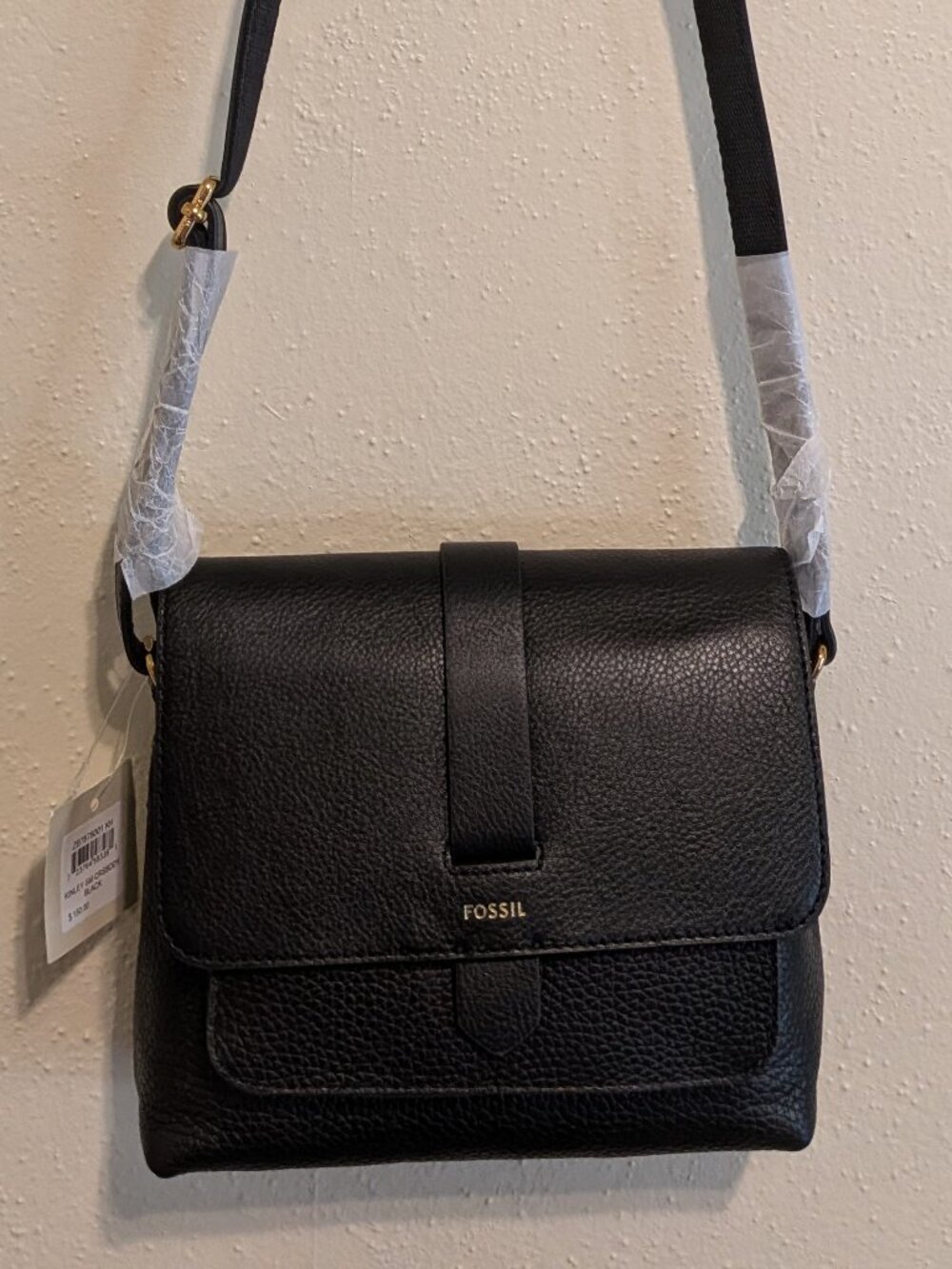 NWT Fossil Kinley Small/Medium Leather Crossbody Bag - Black